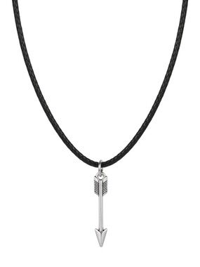 Silver Arrow Pendant Necklace with Black Cord - Women's Jewelry